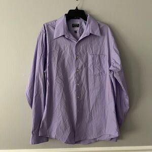Arrow Shirt Mens 16 1/2 Large 36/37 Purple  Wrinkle-Free Poplin Button Up